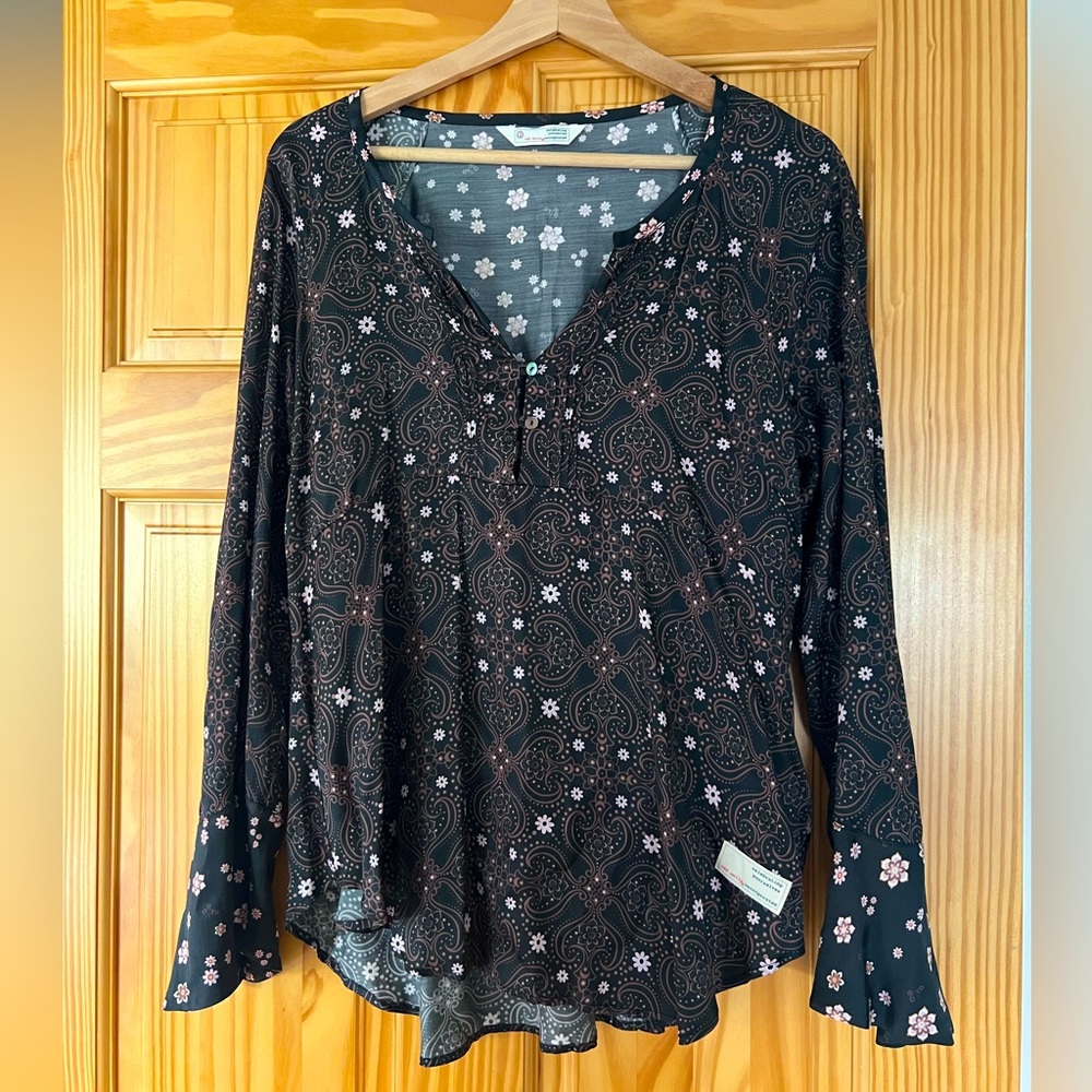 Odd Molly Black Floral Paisley Long Sleeve Tee